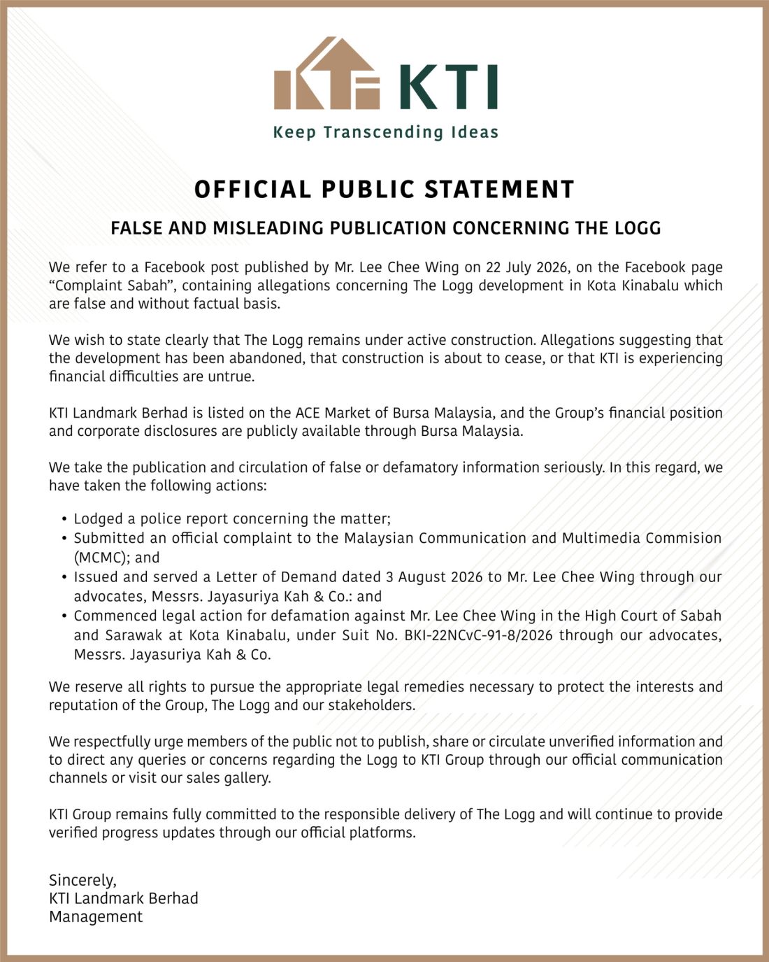 LOD NOTICE